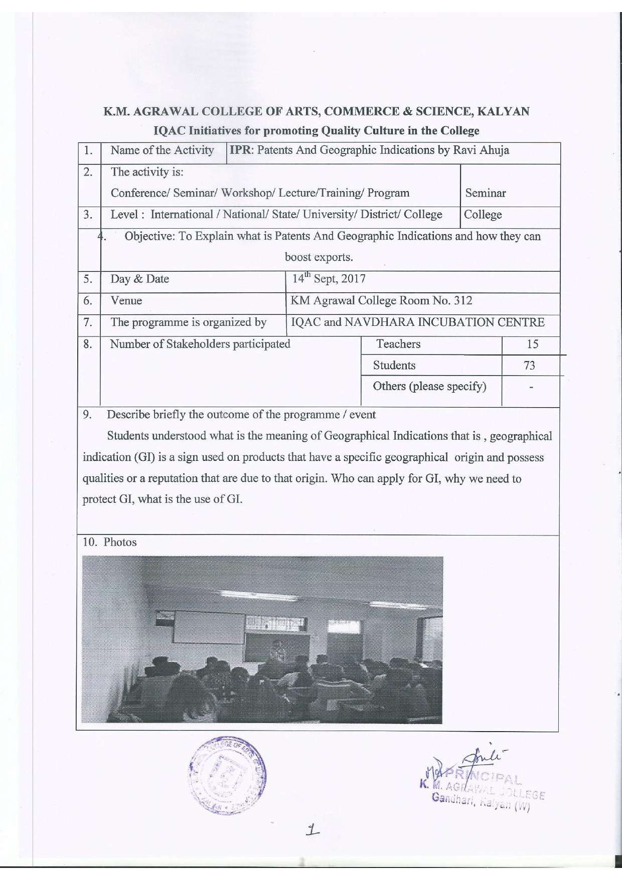 Patent and Geographic Indications