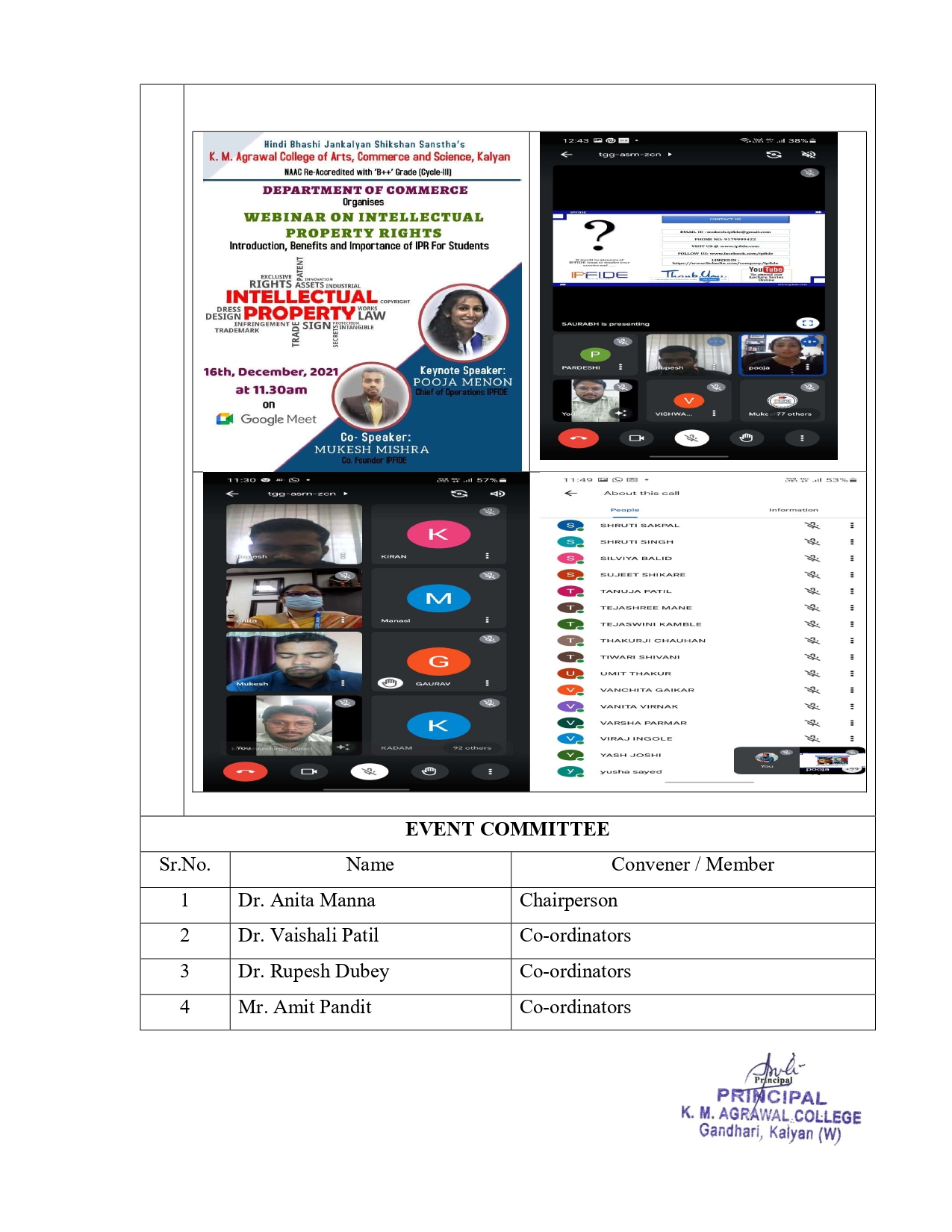  National Level Seminar on IPR on 16th Dec, 2021 