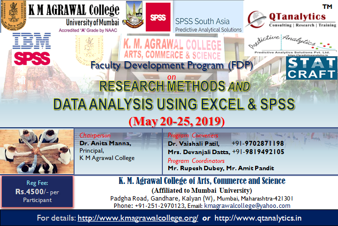 FDP ON RESEARCH METHODS AND DATA ANALYSIS USING EXCEL & SPSS